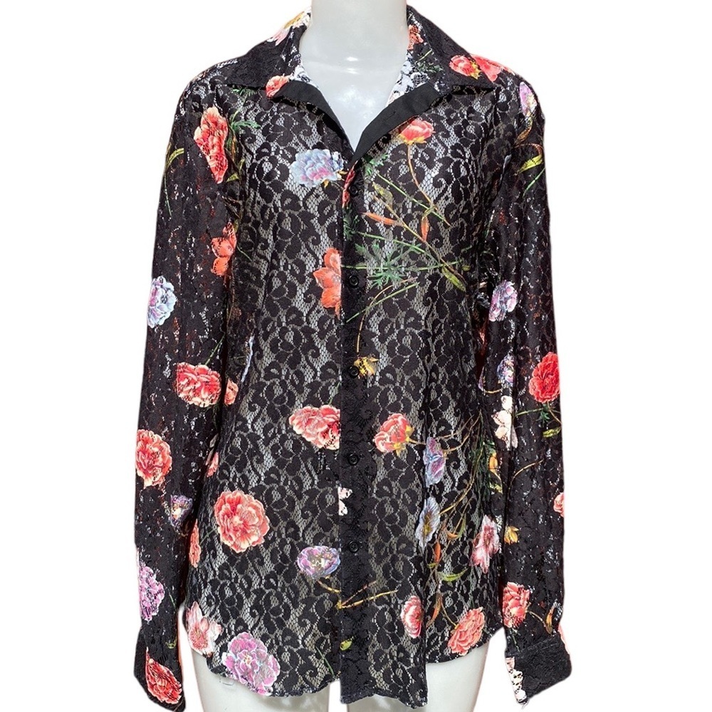 Topman women’s Floral Lace Button Down Shirt M
